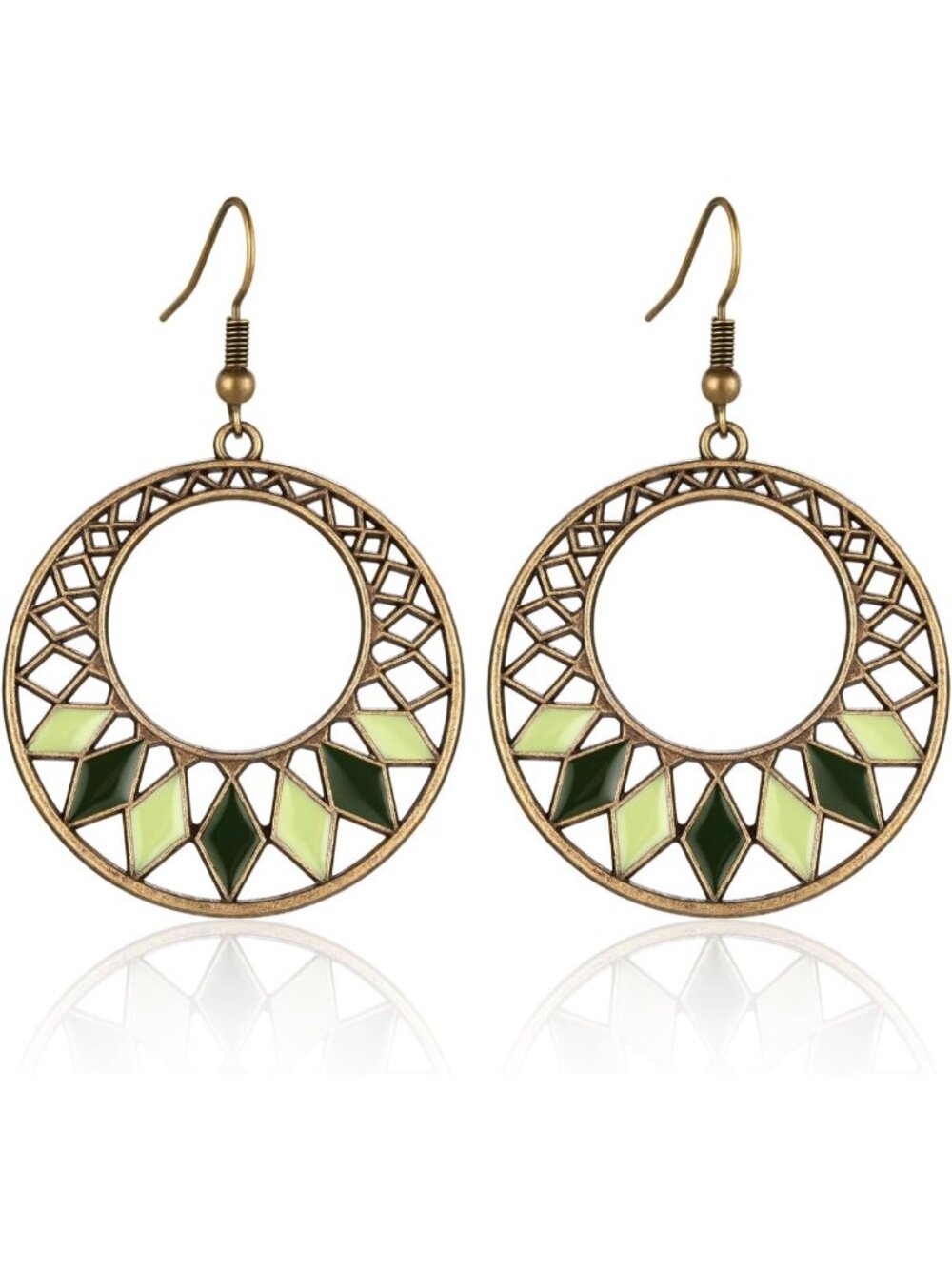 Trendy Boho Turquoise Dangle Earrings, Vintage Ethnic Gemstone Drop Jewelry